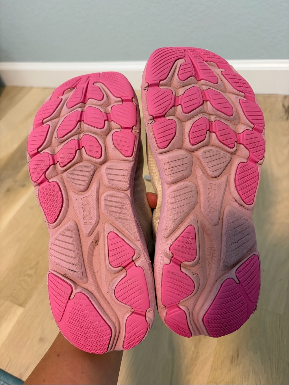 Hoka Big Kids White and Pink Athletic Shoes - Picture 8 of 8